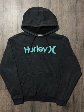 Hurley spellout hoodie faded charcoal grey sweatshirt